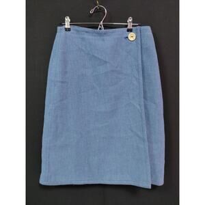 TRADEMARK Cotton Linen Blend Skirt Blue Solid Woven Women Size 8